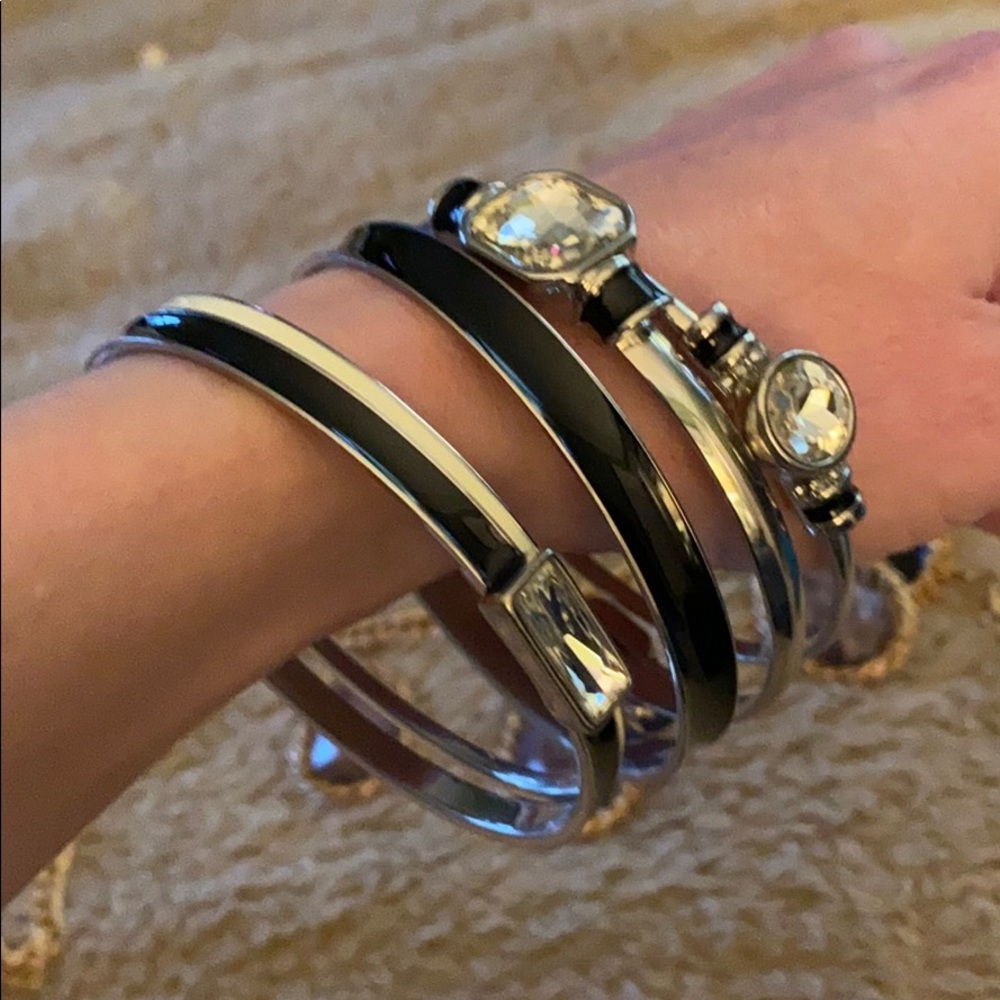 Whbm Bangle Bracelets Five Black White Silver - image 3